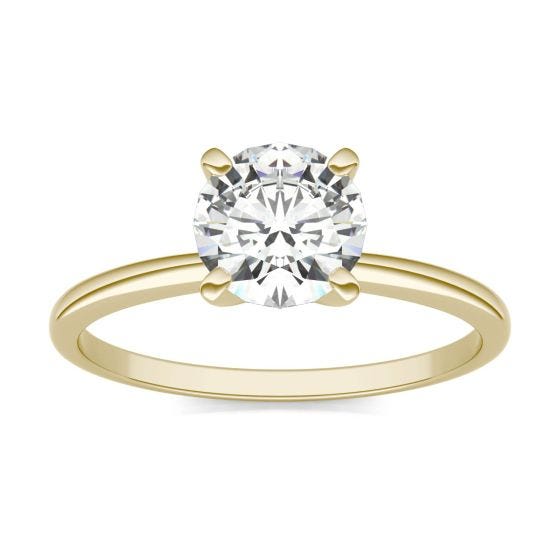 1.00 CTW DEW Round Forever One Moissanite Solitaire Engagement Ring 14K Yellow Gold