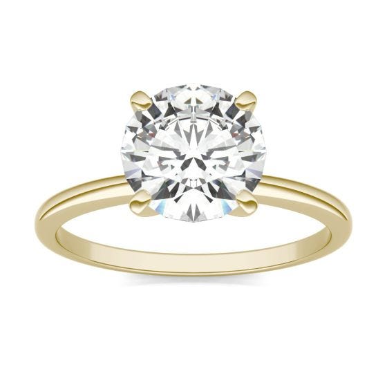 Details about   Six Claw Solitaire Engagement Ring 2.20 Ct Round Moissanite 14K Yellow Gold Over 