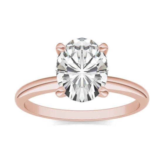 2.10 CTW DEW Oval Forever One Moissanite Solitaire Engagement Ring 14K Rose Gold