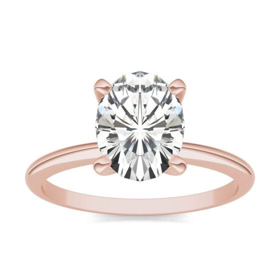 3.00 CTW DEW Oval Forever One Moissanite Solitaire Engagement Ring 14K Rose Gold