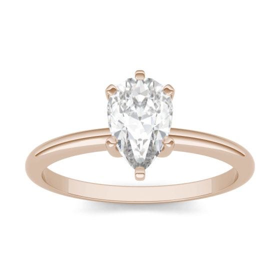 0.94 CTW DEW Pear Forever One Moissanite Solitaire Engagement Ring 14K Rose Gold