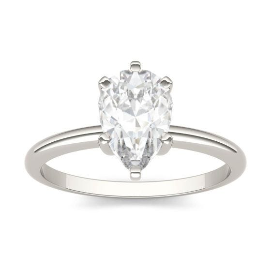2.10 CTW DEW Pear Forever One Moissanite Solitaire Engagement Ring 14K White Gold