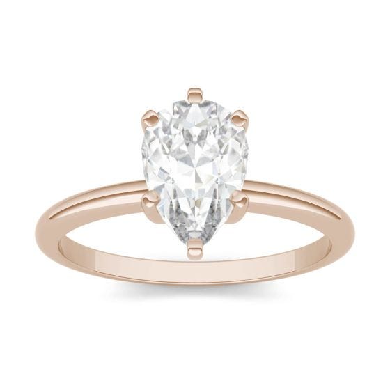 1.50 CTW DEW Pear Forever One Moissanite Solitaire Engagement Ring 14K Rose Gold