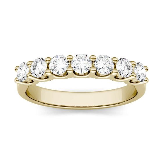 Round Cut Forever Brilliant Moissanite 14k Yellow Gold 5-Stone Band Wedding Ring