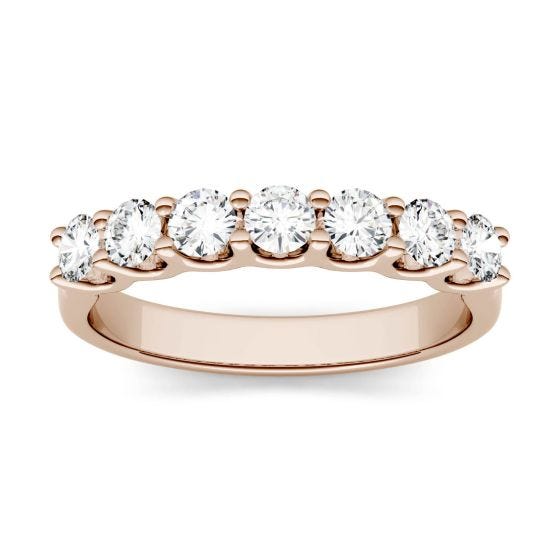 0.70 CTW DEW Round Forever One Moissanite Anniversary Band Ring 14K Rose Gold