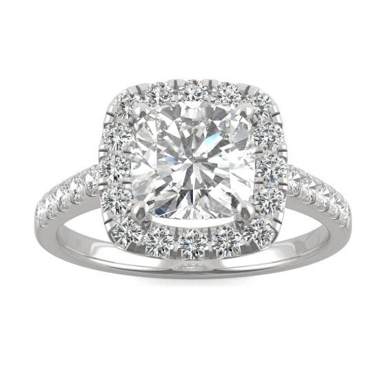 14K White Gold Moissanite Engagement Ring Cushion Cut Moissanite Ring For Her Halo Moissanite Engagement Ring 3 CT Moissanite Wedding Ring
