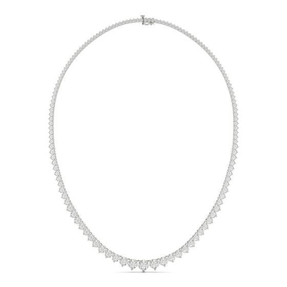 14.350 CTW DEW Round Forever One Moissanite Graduated Riviera Tennis Necklace 14K White Gold