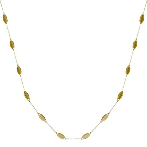Navette Station Necklace 14K Yellow Gold