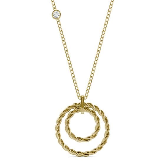 Double Rope Circle Necklace 14K Yellow Gold