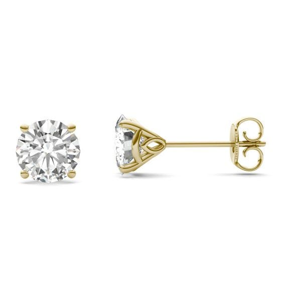 2.08 CTW DEW Round Forever One Moissanite Martini Stud Earrings 14K Yellow Gold