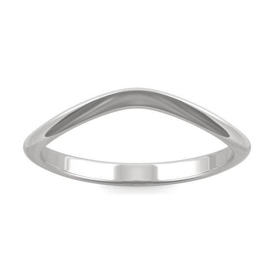 Curved Plain Wedding Ring 14K White Gold