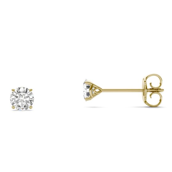 0.51 CTW DEW Round Forever One Moissanite Martini Stud Earrings 14K Yellow Gold