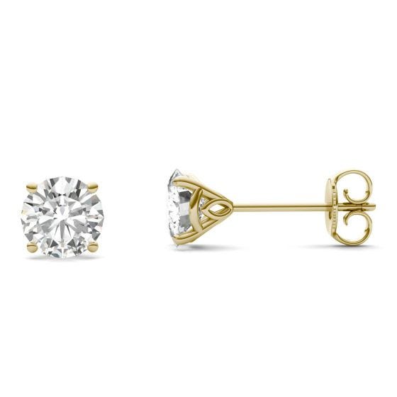 1.61 CTW DEW Round Forever One Moissanite Martini Stud Earrings 14K Yellow Gold