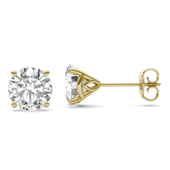 3.20 CTW DEW Round Forever One Moissanite Martini Stud Earrings 14K Yellow Gold