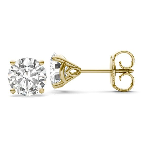 3.84 CTW DEW Round Forever One Moissanite Martini Stud Earrings 14K Yellow Gold