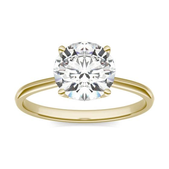 1.93 CTW DEW Round Forever One Moissanite Signature Four Prong Solitaire Ring 14K Yellow Gold