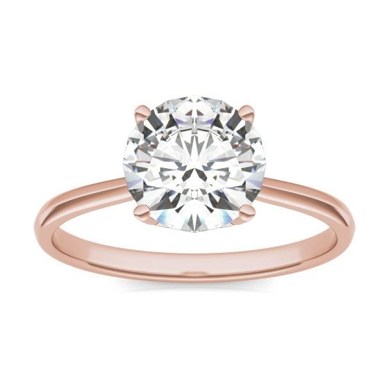 1.93 CTW DEW Round Forever One Moissanite Signature Four Prong Solitaire Ring 14K Rose Gold