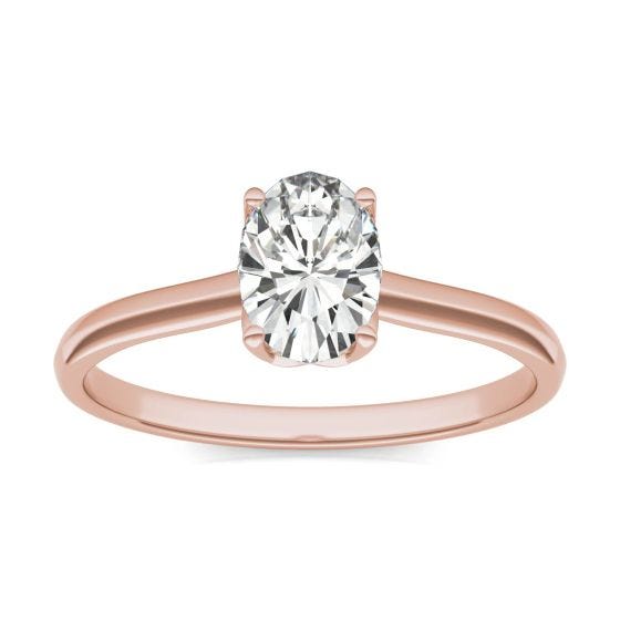 0.91 CTW DEW Oval Forever One Moissanite Signature Oval Solitaire Ring 14K Rose Gold