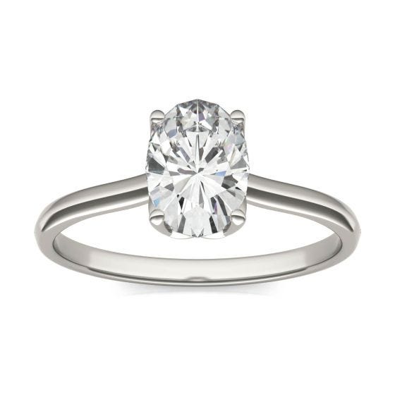 1.51 CTW DEW Oval Forever One Moissanite Signature Oval Solitaire Ring 14K White Gold