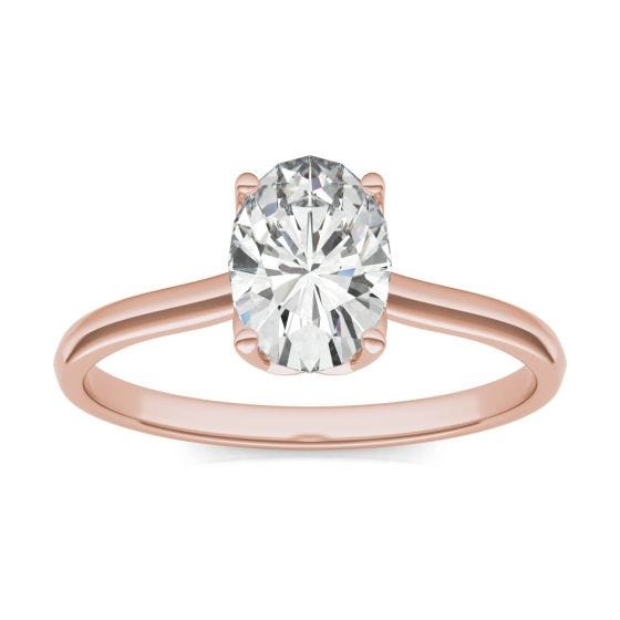 1.51 CTW DEW Oval Forever One Moissanite Signature Oval Solitaire Ring 14K Rose Gold