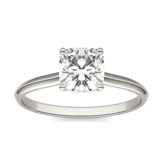 1.02 CTW DEW Cushion Forever One Moissanite Signature Cushion Solitaire Ring 14K White Gold
