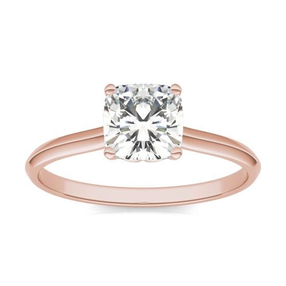1.02 CTW DEW Cushion Forever One Moissanite Signature Cushion Solitaire Ring 14K Rose Gold