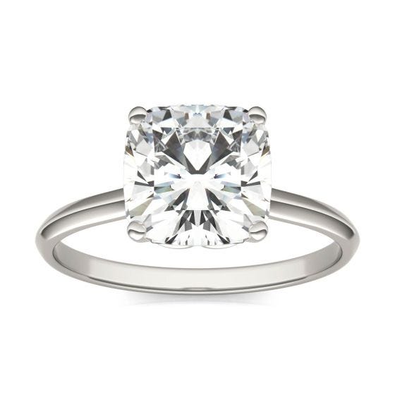 Details about   8.5 MM Cushion Cut Solitaire Moissanite Engagement Ring 14k White Gold Finish 