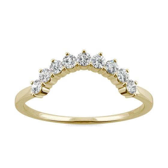 0.27 CTW DEW Round Forever One Moissanite Curved Crown Band Ring 14K Yellow Gold