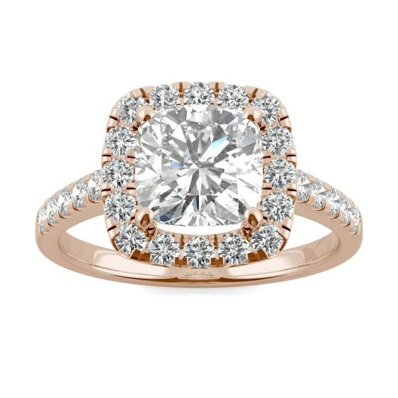 Rose Gold Cushion Halo Engagement Ring - Jewelry Designs