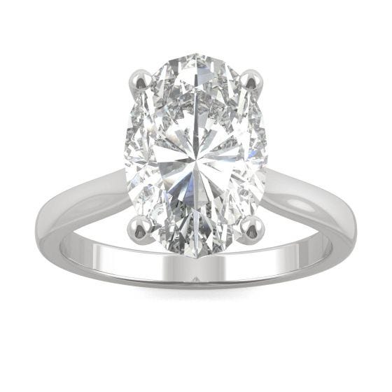 4.39 CTW DEW Elongated Oval Forever One Moissanite Solitaire Engagement Ring 14K White Gold