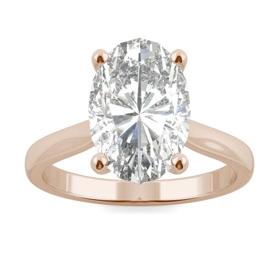 4.39 CTW DEW Elongated Oval Forever One Moissanite Solitaire Engagement Ring 14K Rose Gold