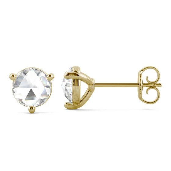 0.52 CTW DEW Round Forever One Moissanite Three Prong Stud Earrings 14K Yellow Gold