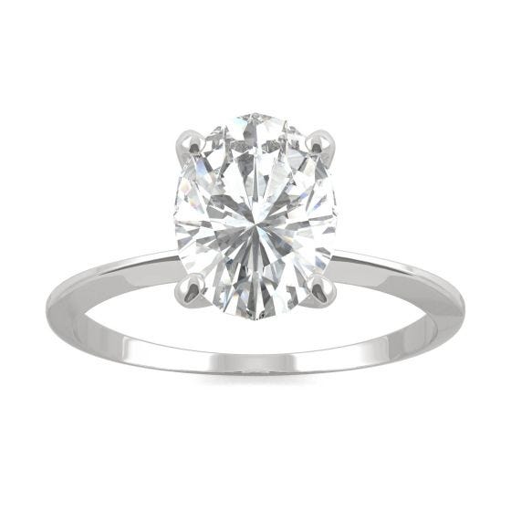 2.10 CTW DEW Oval Forever One Moissanite Classic Solitaire Ring 14K White Gold