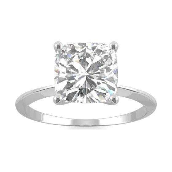 2.28 CTW DEW Cushion Forever One Moissanite Classic Solitaire Ring Platinum