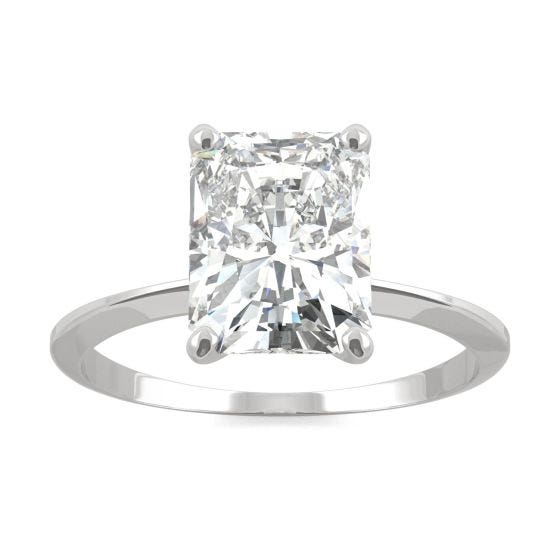 2.70 CTW DEW Radiant Forever One Moissanite Classic Solitaire Ring 14K White Gold