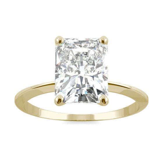 2.70 CTW DEW Radiant Forever One Moissanite Classic Solitaire Ring 14K Yellow Gold
