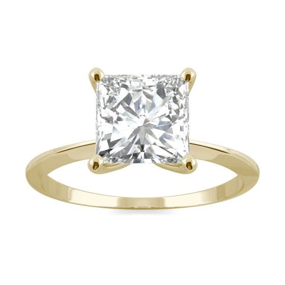 1.91 CTW DEW Square Forever One Moissanite Classic Solitaire Ring 14K Yellow Gold