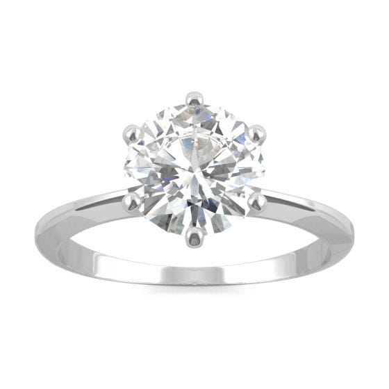 1.92 CTW DEW Round Forever One Moissanite Six Prong Solitaire Ring 14K White Gold