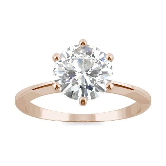 1.92 CTW DEW Round Forever One Moissanite Six Prong Solitaire Ring 14K Rose Gold