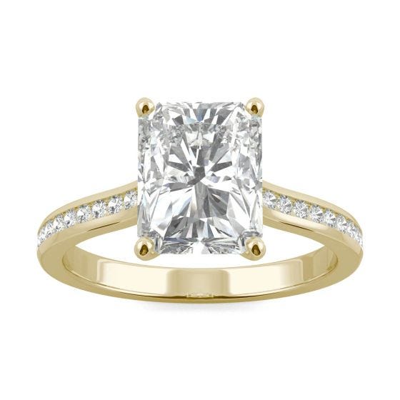 2.88 CTW DEW Radiant Forever One Moissanite Channel Set Engagement Ring 14K Yellow Gold