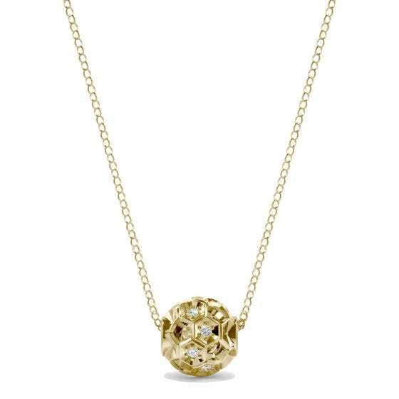 0.05 CTW DEW Round Forever One Moissanite Brilliant Player Large Soccer Necklace 14K Yellow Gold