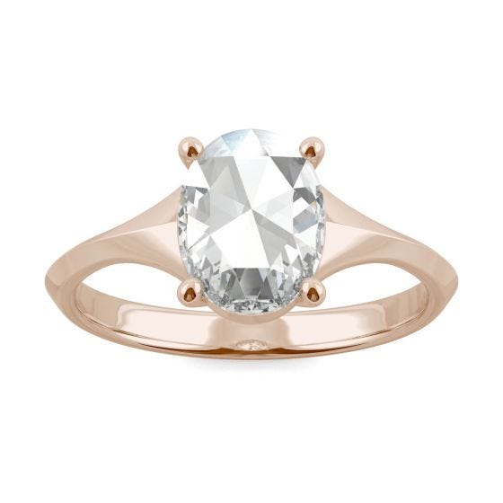 1.10 CTW DEW Oval Forever One Moissanite Solitaire Ring 14K Rose Gold
