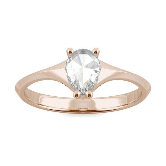 0.45 CTW DEW Pear Forever One Moissanite Solitaire Ring 14K Rose Gold