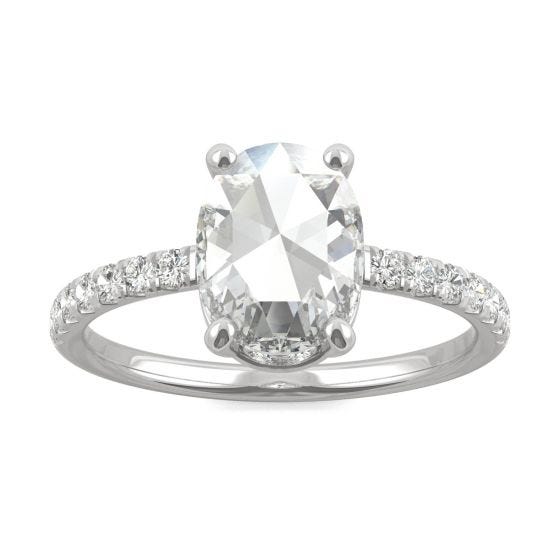 1.47 CTW DEW Oval Forever One Moissanite Engagement with Hidden Accents Ring 14K White Gold