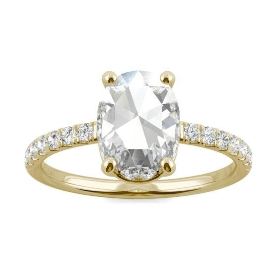 1.47 CTW DEW Oval Forever One Moissanite Engagement with Hidden Accents Ring 14K Yellow Gold