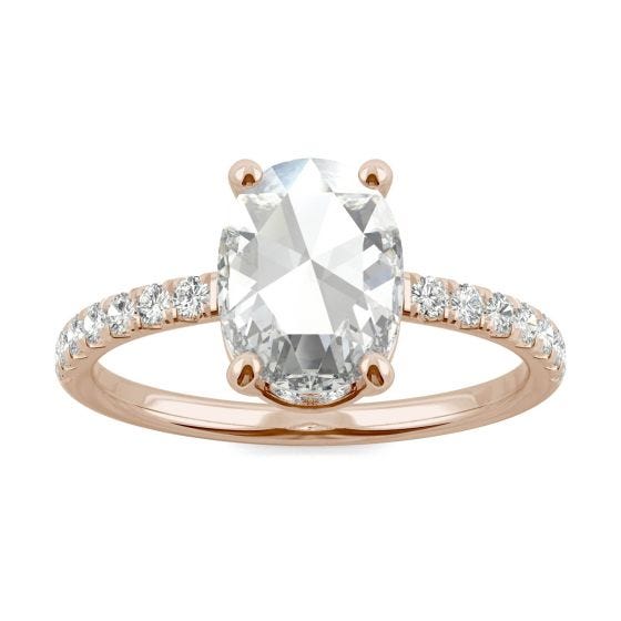 1.47 CTW DEW Oval Forever One Moissanite Engagement with Hidden Accents Ring 14K Rose Gold