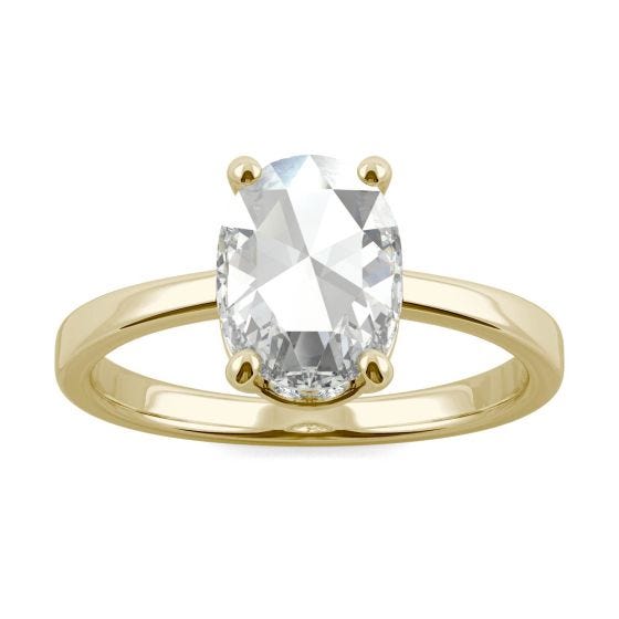 1.26 CTW DEW Oval Forever One Moissanite Solitaire with Hidden Accents Ring 14K Yellow Gold