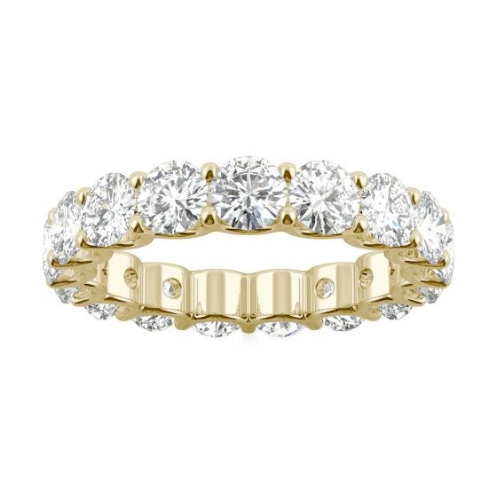 4.14 CTW DEW Round Forever One Moissanite Eternity Band 14K Yellow Gold