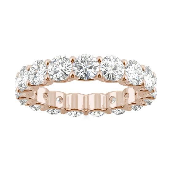 3.91 CTW DEW Round Forever One Moissanite Eternity Band 14K Rose Gold