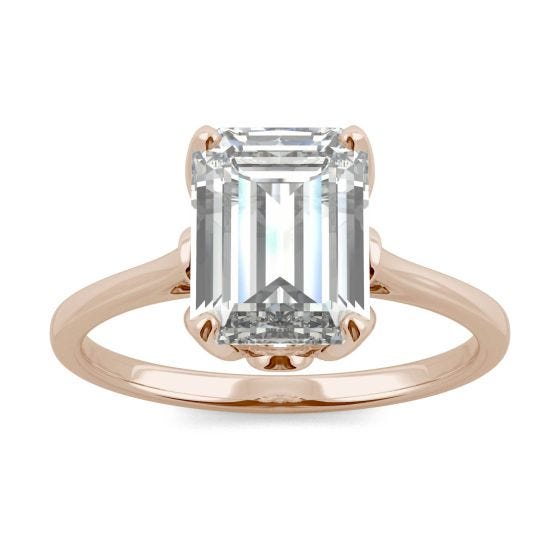 2.52 CTW DEW Emerald Forever One Moissanite Tulip Solitaire Engagement Ring 14K Rose Gold